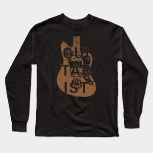 Guitarist Electric Guitar Body Brown Color Long Sleeve T-Shirt